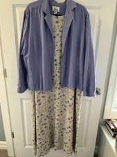 CJ Banks Lavender Floral Sleeveless Linen Rayon Maxi Dress Jacket Classic Church
