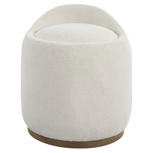 Uttermost 23186 Swirl 21"W Fabric Accent Stool - Natural Faux Sheepskin - Picture 1 of 9
