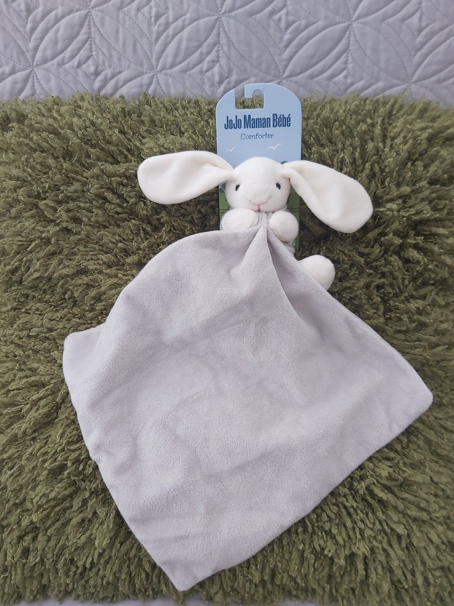 BNWT JOJO MAMAN BEBE BABY COMFORTER GREY BUNNY RABBIT BLANKIE