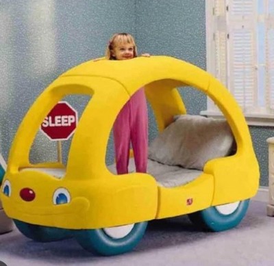 Vintage Step2 Step Yellow Taxi Bug Beetle Snooze N Cruise Toddler Car Bed 