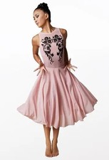 Weissman Lyrical Dance Dress Adult Small Pink Floral Mesh Bra Open Back Ballet