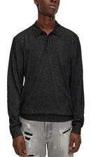 Hugo Boss Mens Sercury Relaxed-Fit Sparkle Effect Polo Sweater L Black NWT 228