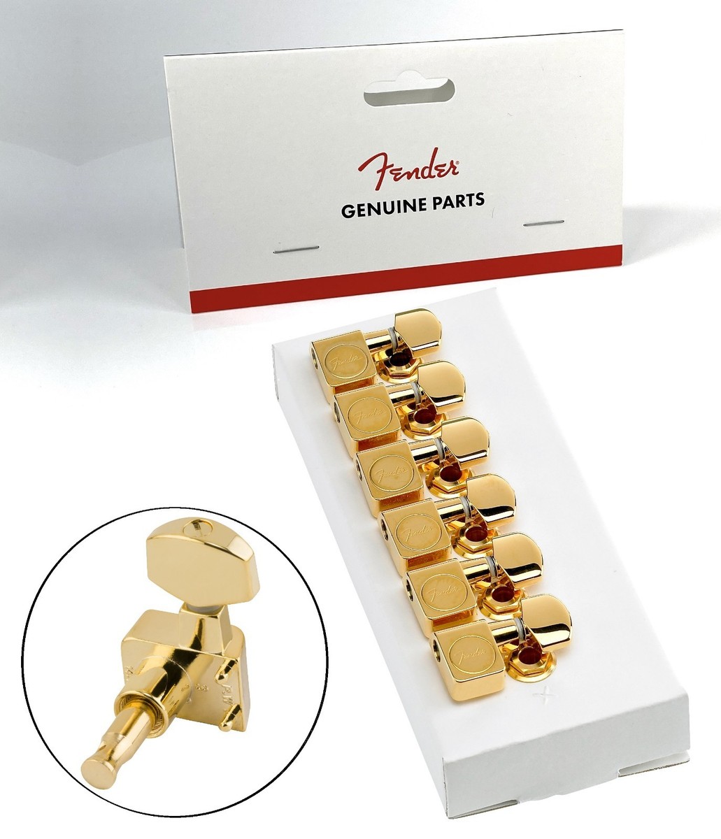 REAL Fender Dual Pin STAGGERED Gold Tuning Key Machine Heads USA