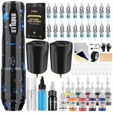 Professional Wireless Tattoo Gun Kit with Batteries, Needles, and Ink