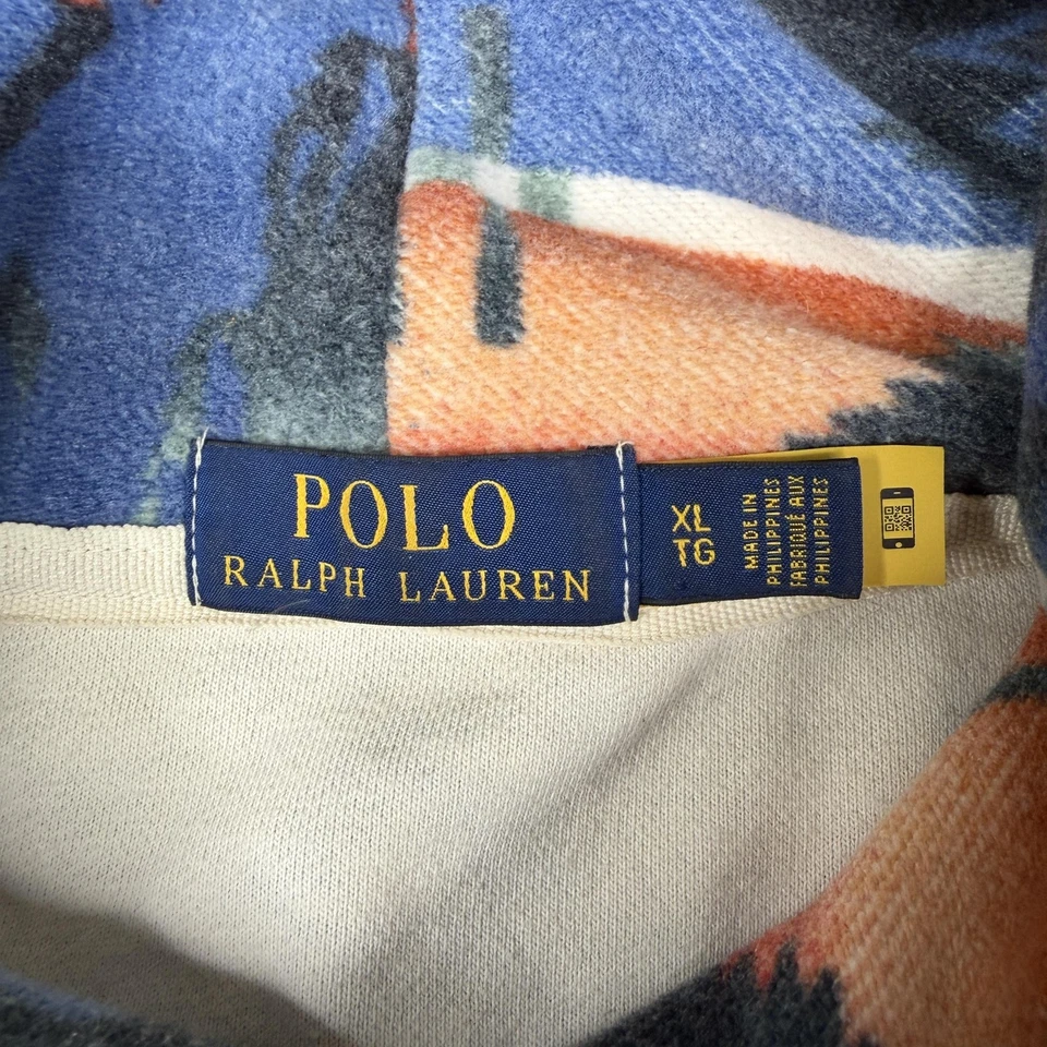 Polo Ralph Lauren Sudadera con Capucha Para Hombres XL Azul Azteca Estampado Suroeste Pullover Sudadera Foto 4 de 4