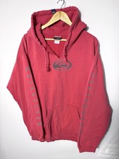 VTG Y2K Quicksilver Surf Hoodie Sz XL Faded Distressed Red Cyber Surfing Skate