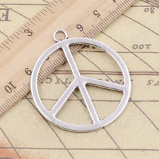 10pcs Peace Symbol Charms Tibetan Silver Tone Pendants DIY Jewelry Making Craft