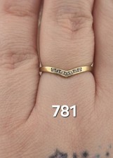 0.82g Dainty 9ct Yellow Gold White Stone Wishbone Ring Size N 9k Delicate 375