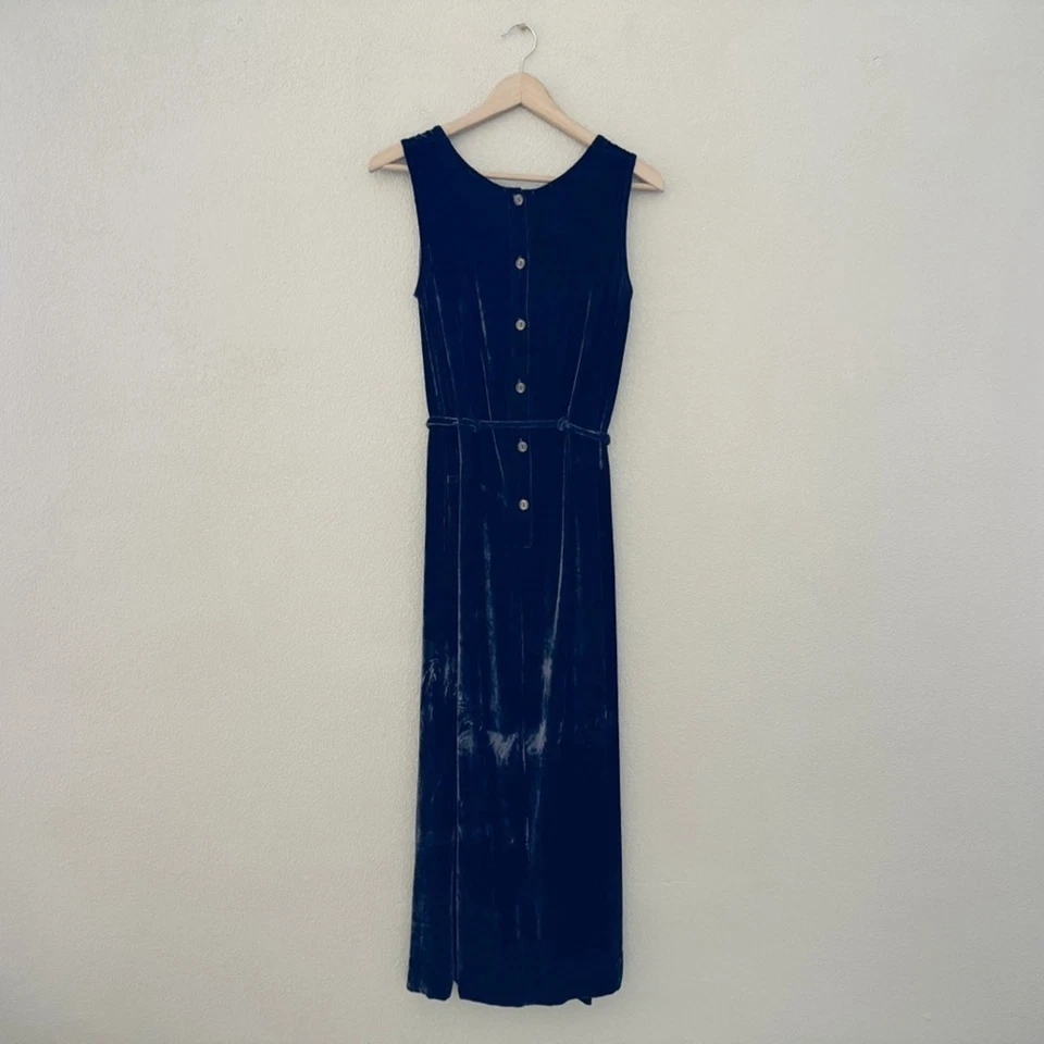 Vintage Velvet Silk Maxi Dress Small Purple Sleeveless Empire Whimsigoth Y2K - Image 2 of 4