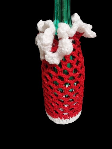 Sacchetto regalo/bottiglia vino/bottiglia all'uncinetto fatto a mano acrilico - Foto 2 di 5