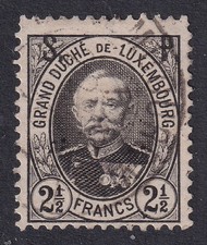 LUXEMBOURG 1893 Grand Duke Adolf 2&frac12;f Black Official SG O196 Used (CV &pound;120)