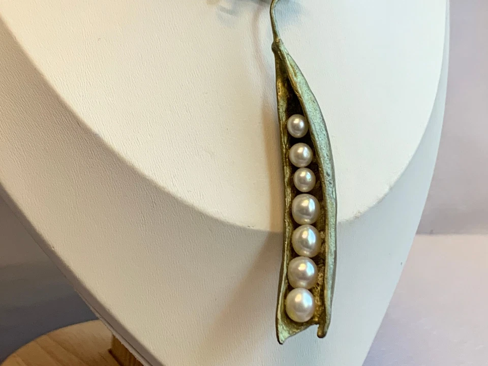 Collar Michael Michaud Bronce Perla Guisante Vaina 33" Joyería de Moda *LEER* Foto 3 de 4