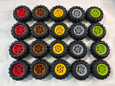 Lego Wheels Tires Lot 20 Pieces Mixed Color Rims Truck Car Off Road Parts 55976