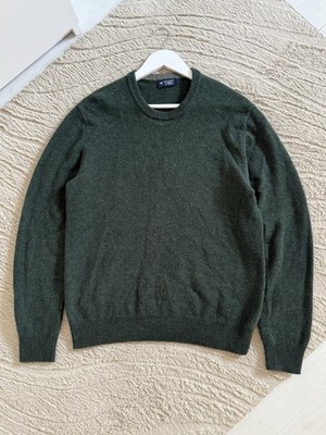 Hackett London Men s Green Wool Crew Knit Sweater Embroidered Logo Size L