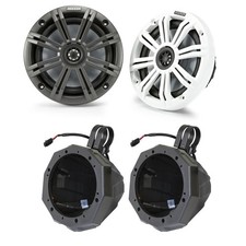Kicker 45KM654 6.5" Marine Speakers with SSV US2-C65U Speaker Pods  Dual Clamps