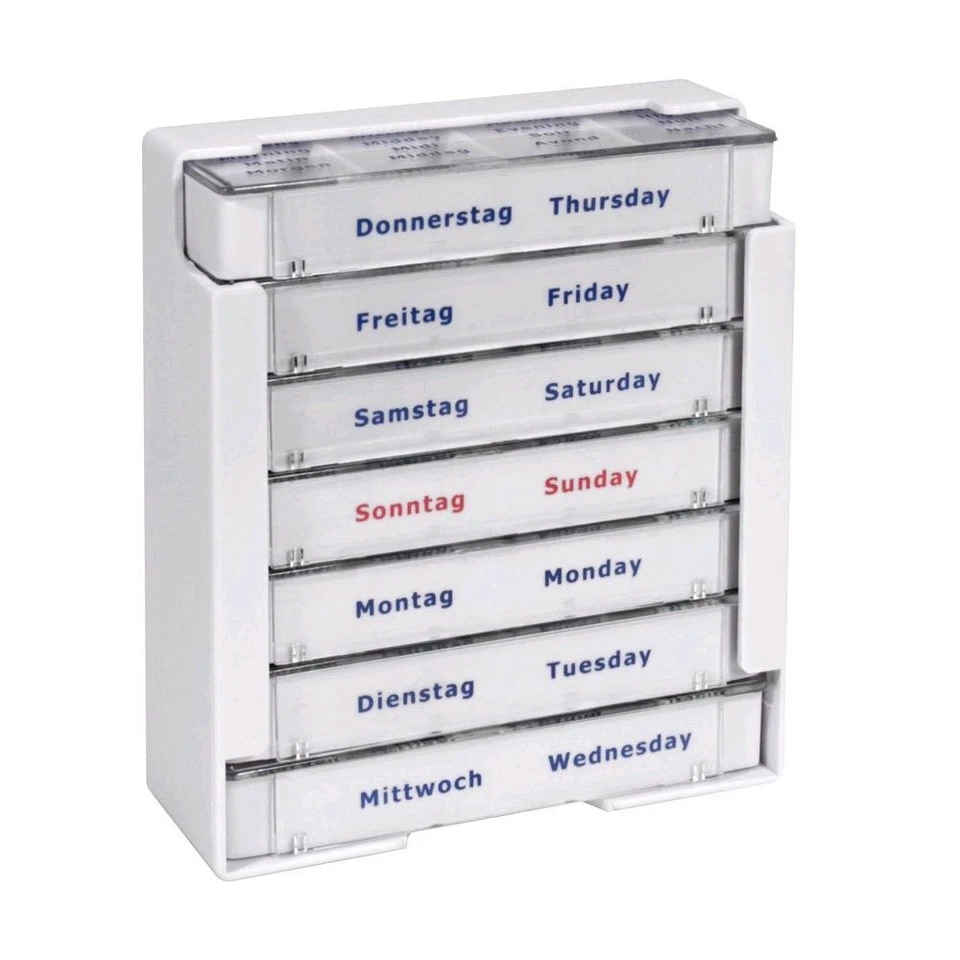 Tablettendispenser Tablettenbox 7 Tage je 4 Fächer Pillendose Pillenbox - Bild 3 von 3