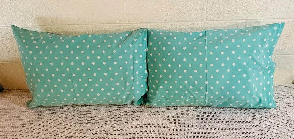 Pottery Barn Teen Dottie Standard 2 наволочки для бассейна зеленые белые в горошек - Изображение 2 из 4