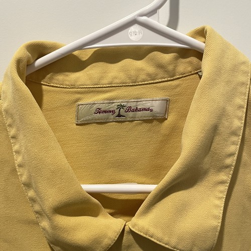 Tommy Bahama Hawaiian 100% Silk Shirt Mens XXL Yellow Solid - Picture 2 of 5