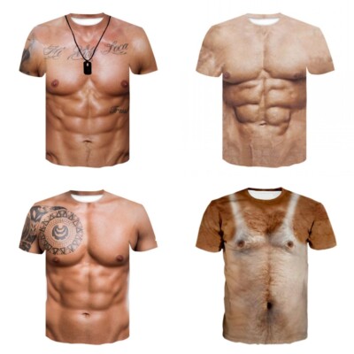 Funny Muscle Body 3D Print Men's T-Shirt Sports Athletics Summer T Shirt
