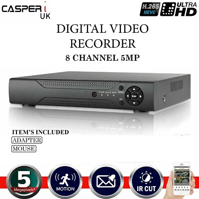 8 Kanal 5MP Digital Videorecorder CCTV DVR Ultra HD AHD 1920P VGA HDMI BNC UK