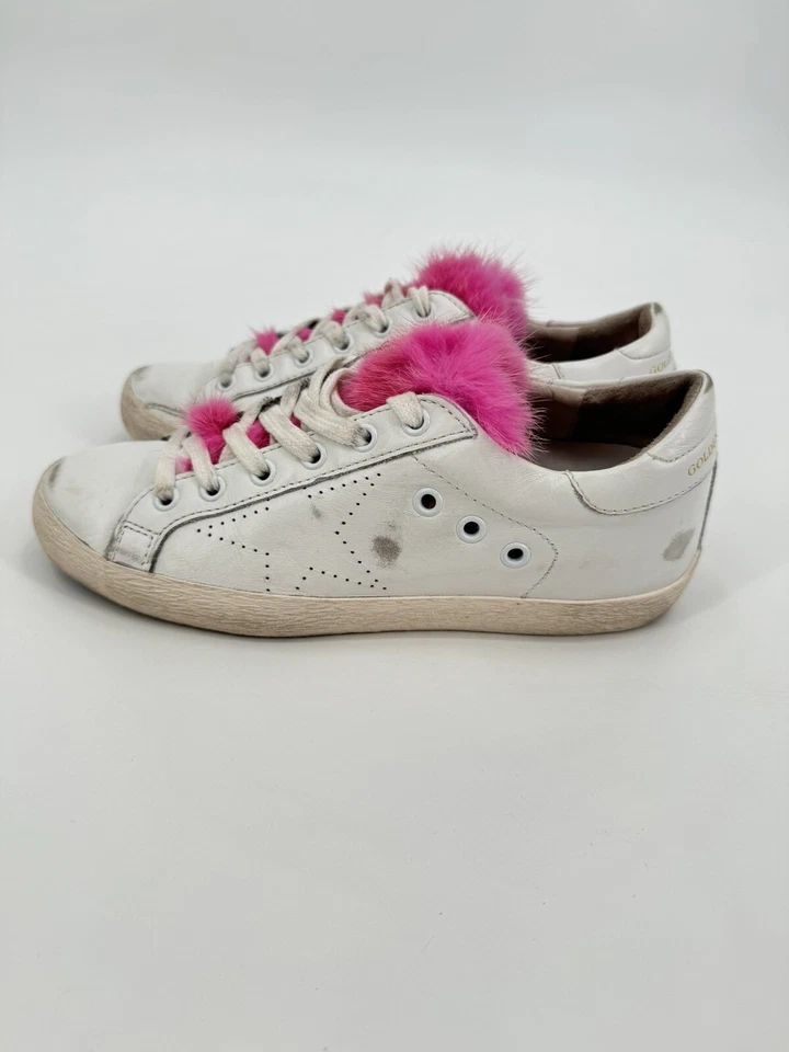 Golden Goose Women’s Pink Mink Fur Superstar Sneaker Size 36 EUC Made In Italy - Image 2 of 4