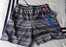New w/ Tag Speedo Men's Tech Volley Swim Shorts w/ Comfort Liner Gray - Large
