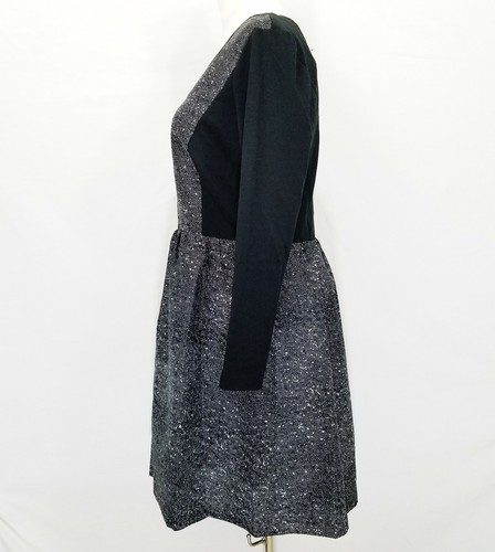 Kensie Medium Dress Speckled White Black Lace Inset Winter White Combo New - Picture 4 of 11