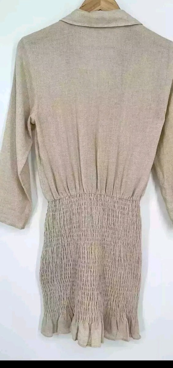 ZARA Cotton Linen Dress beige tan xs | eBay ZARA Cotton Linen Dress beige tan xs | eBay