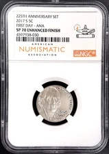2017 S Jefferson Nickel, NGC SP 70 Enhanced Finish, First Day of Issue, ANA!