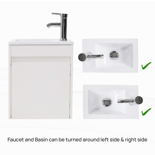 Small Bathroom Vanity With Sink 16" Wall Mounted Bathroom Cabinet Modern Design - Picture 4 of 13