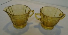 Madrid By Federal Glass Co., Creamer & Sugar are Around 3.25 Tall VTG FREE SHIP