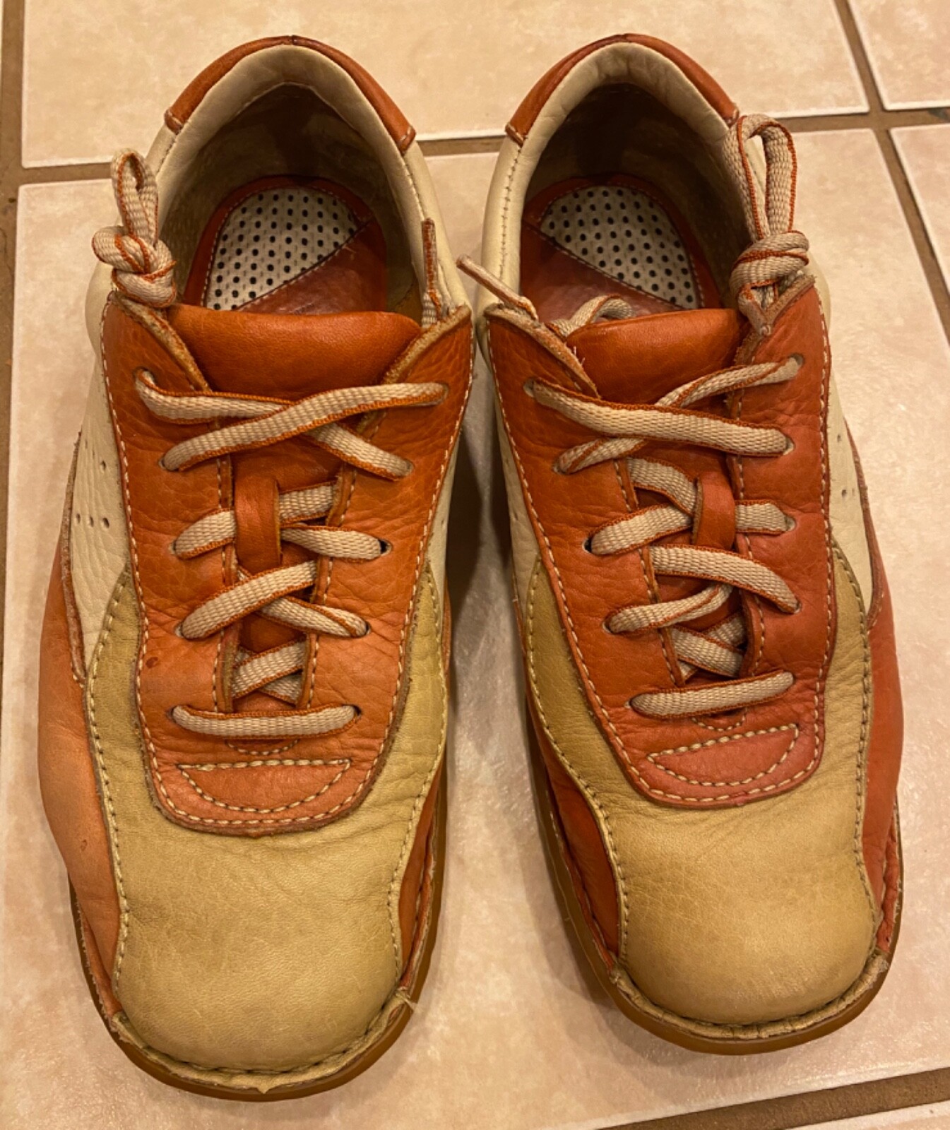 SAOLA Scarpe Oxford stringate Born~Hawkeye~pelle~donna US 7 EUR 38~verde arancione~RARO