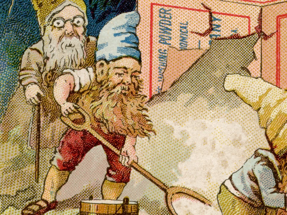 ¡PÓSTER GNOMO VINTAGE! (hasta 24 x 36) - Polvo de lavado - Lavandería - Cocina - Arte Foto 3 de 4