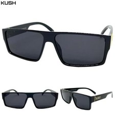 Biker Motorcycle Gangster Hardcore Hip Hop KUSH SUNGLASSES Black Frame Dark Lens