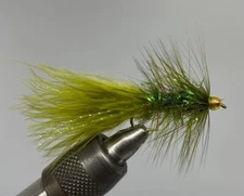One Dozen (12) - Beadhead Crystal Bugger - Olive - Streamer