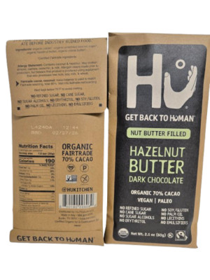 Hu Kitchen  Organic Dark Chocolate Hazelnut Butter Bar, BB2/26,  Lot of  8