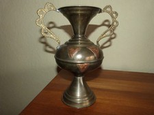 Sch&ouml;ne, gro&szlig;e Messing Vase mit Kupferverzierungen, 27 cm hoch