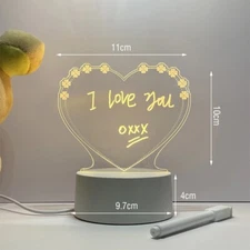 Acrylic Heart-Shaped Night Lights Led Note Board With Message Board Girl Bedroom