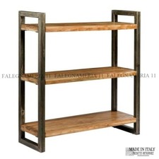 Libreria scaffale in legno massiccio e ferro design vintage industriale