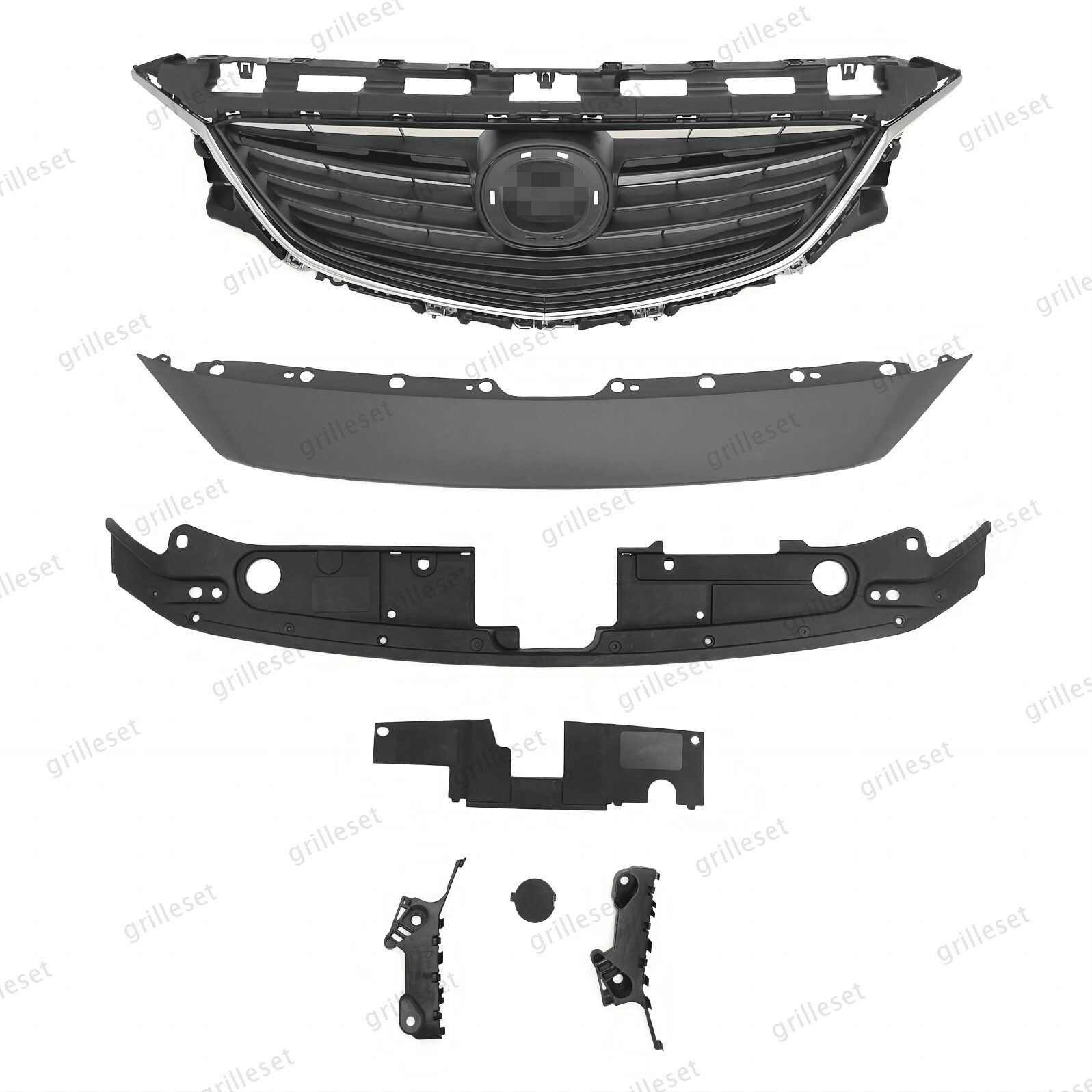 For Mazda 6 2014-2017 Chrome Grille Garnish Radiator Cover & Bumper Brackets Kit
