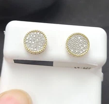 Deal! 10K Gold 0.15ctw Genuine Natural Pave Diamonds Round Studs Earrings