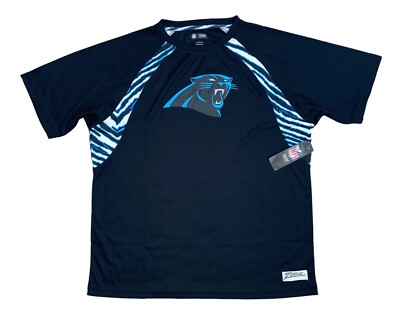 Carolina Panthers Zubaz NFL T-Shirt Team Apparel Men's L Black Zebra Accent NWT