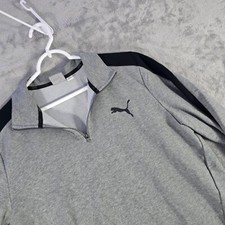 Puma Pullover Sweatshirt Half Zip Athletic Training Top Gray Black L