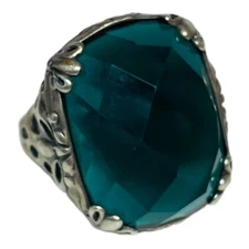 Silpada Sterling 925 Silver Caspian Sea Faceted Glass Ring 2456 Sz 9