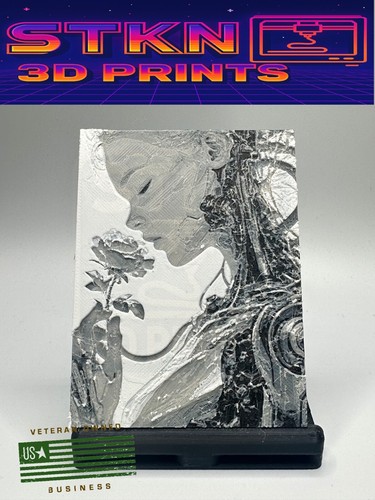 🎨 Cyborg Girl and Flower | Sci-Fi Art Relief - Large Decal Case Mod Magnet - 第 1/5 張圖片