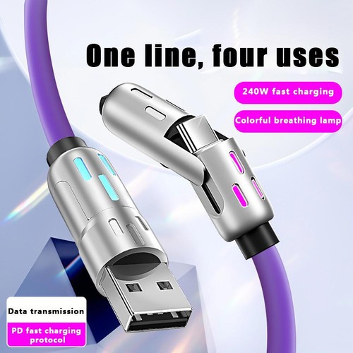 4 in 1 Data Cable 240W Ultra Fast Charging Cell Phone Charging Cable Car Nice - Bild 2 von 12