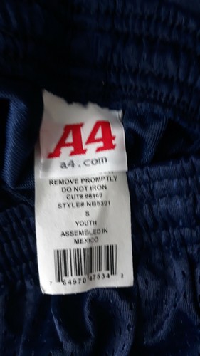 A4 Youth Blue Small Mesh Short Basketball Gym Running NO POCKET Shorts Lot of 2 - Picture 3 of 9