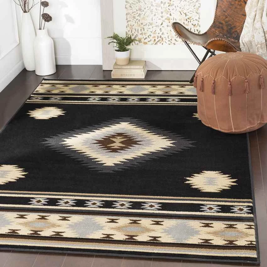 Area Rugs Oxbow Rustic Black Area Rug - Image 2 of 4