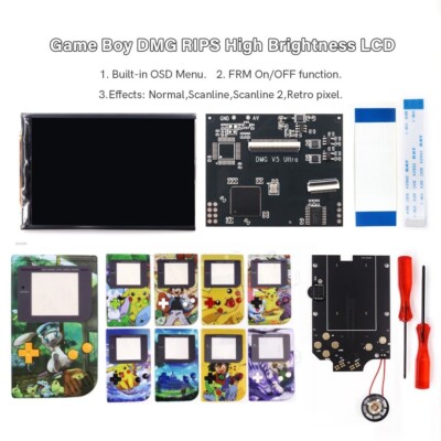 NEW Multi Colors DMG GBO V5 IPS Backlight LCD Screen Kit w/UV Shell and Speaker