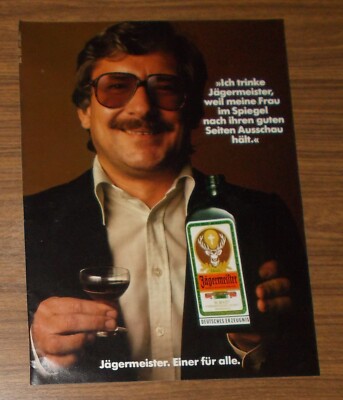 Seltene Werbung JÄGERMEISTER -  Einer für alle #2239 Frau im Spiegel 1982